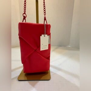 a new day Red Faux Leather Cell Phone Crossbody Bag Detachable Chain Strap